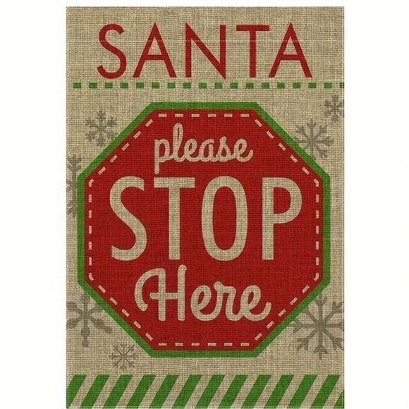 Brand New Merry Christmas Santa Please Stop Here Garden Flag - Picture 1 of 9